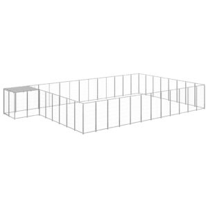 Ezüstszínű acél kutyakennel 30,25 m²
