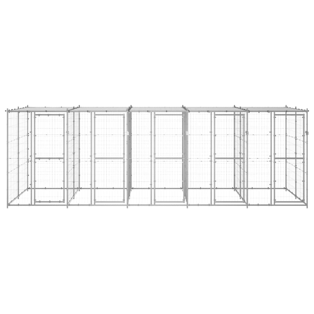 Kültéri horganyozott acél kutyakennel tetővel 12,1 m² - Image 2