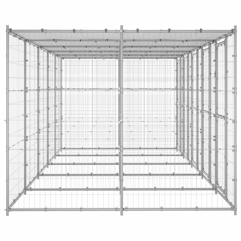 Kültéri horganyozott acél kutyakennel tetővel 12,1 m² - Image 4
