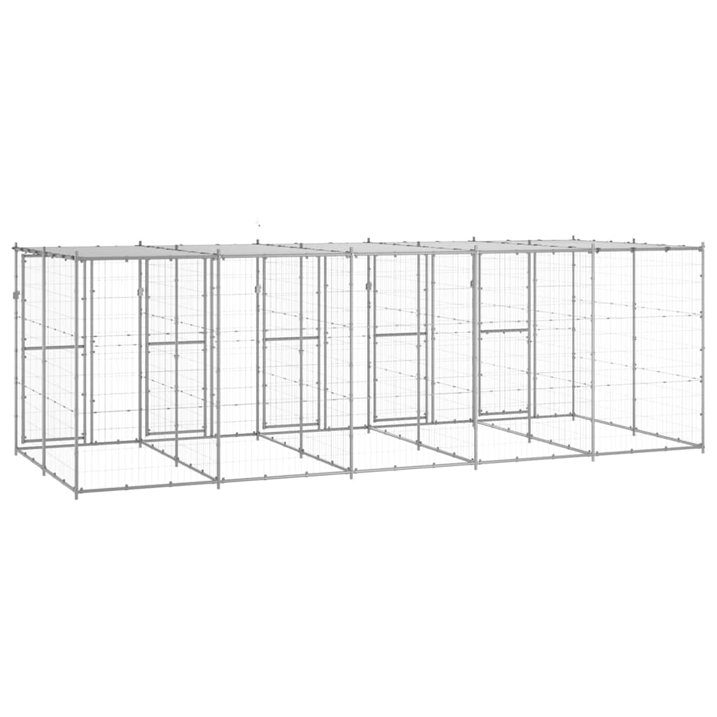 Kültéri horganyozott acél kutyakennel tetővel 12,1 m² - Image 3