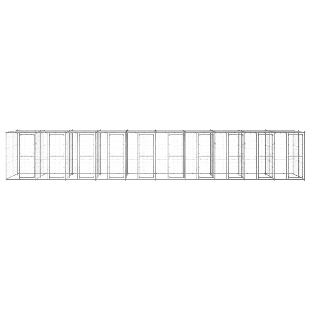 Kültéri horganyozott acél kutyakennel tetővel 24,2 m² - Image 2