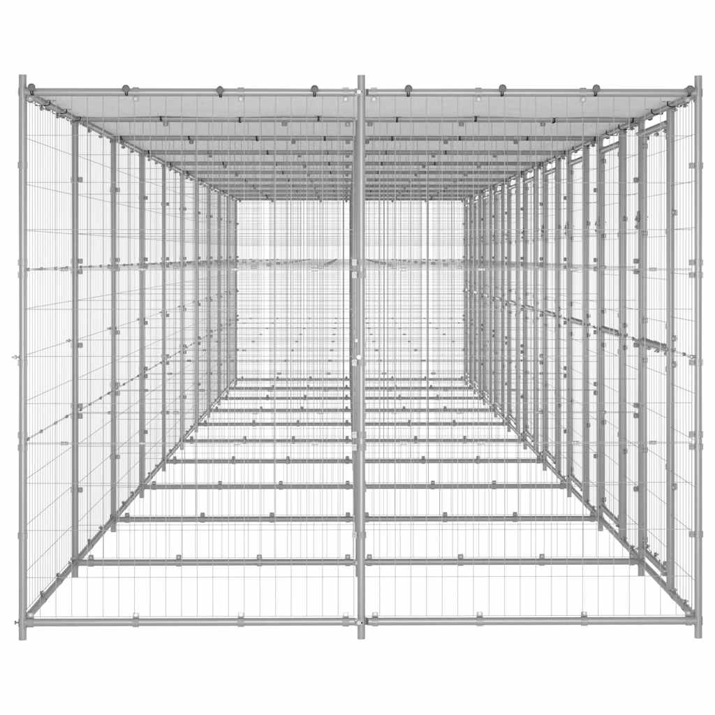 Kültéri horganyozott acél kutyakennel tetővel 24,2 m² - Image 4