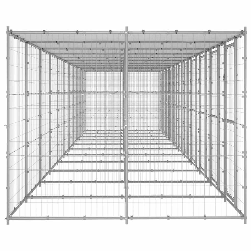 Kültéri horganyozott acél kutyakennel tetővel 26,62 m² - Image 4