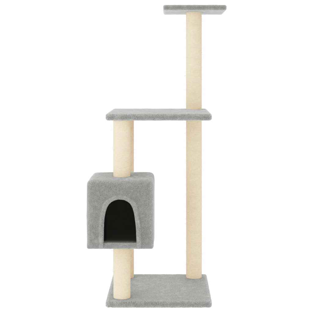 Világosszürke macskabútor szizál kaparófákkal 104 cm - Image 3
