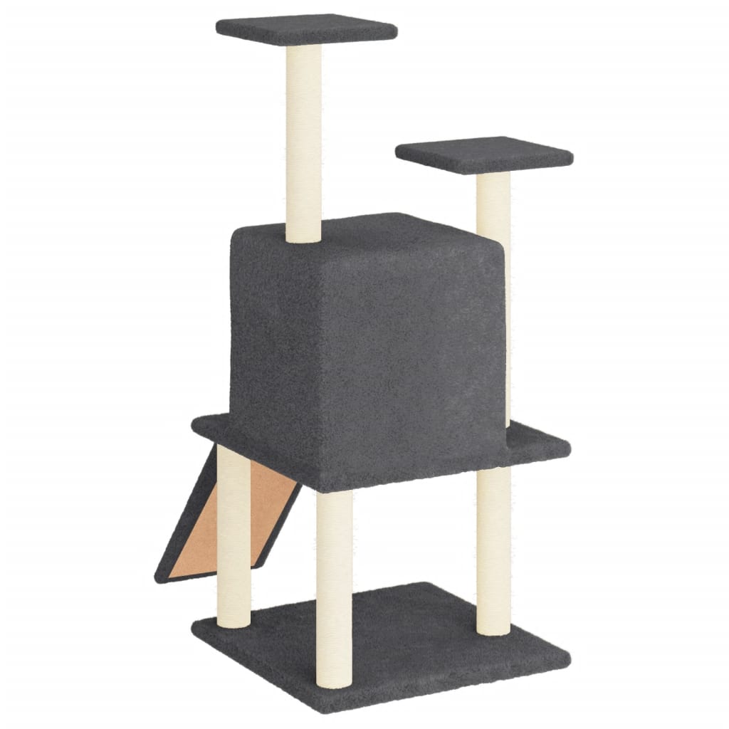 Sötétszürke macskabútor szizál kaparófákkal 110 cm - Image 4