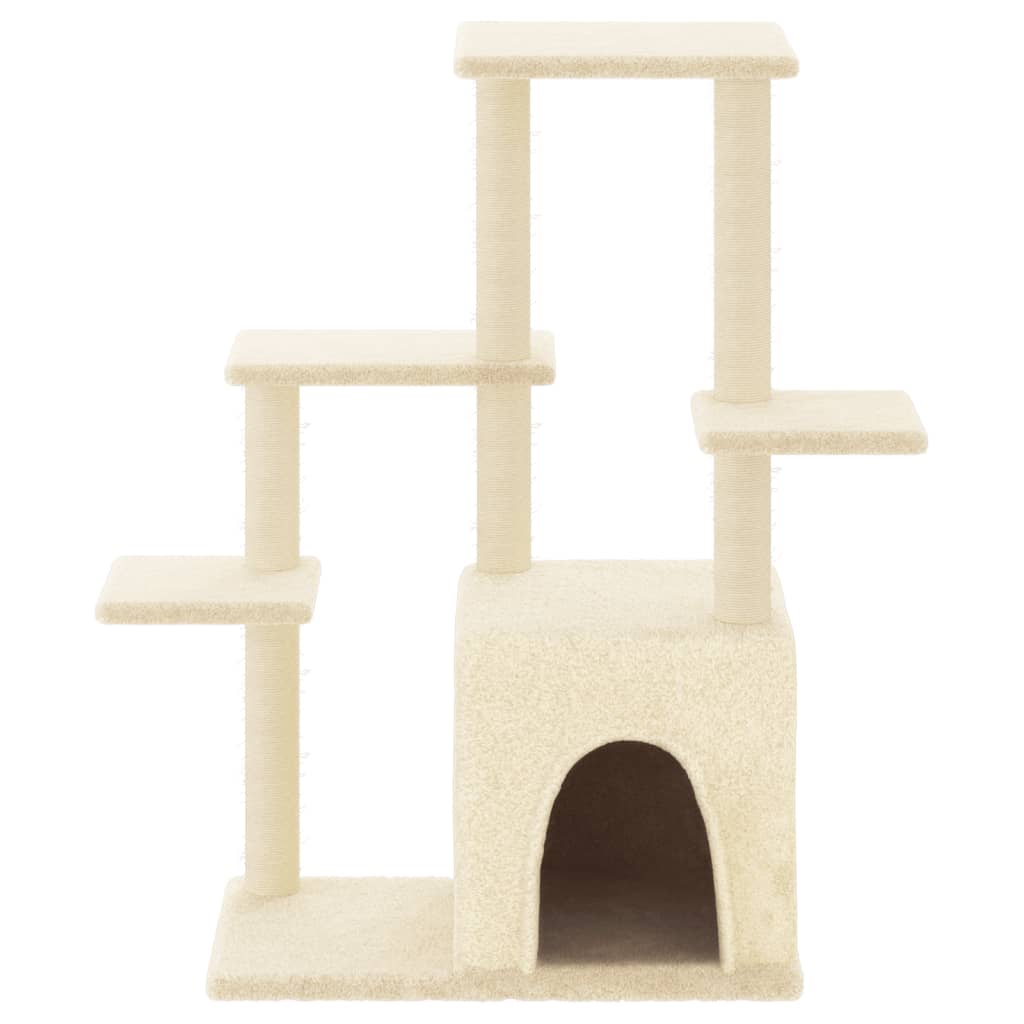 Krémszínű macskabútor szizál kaparófákkal 97,5 cm - Image 3