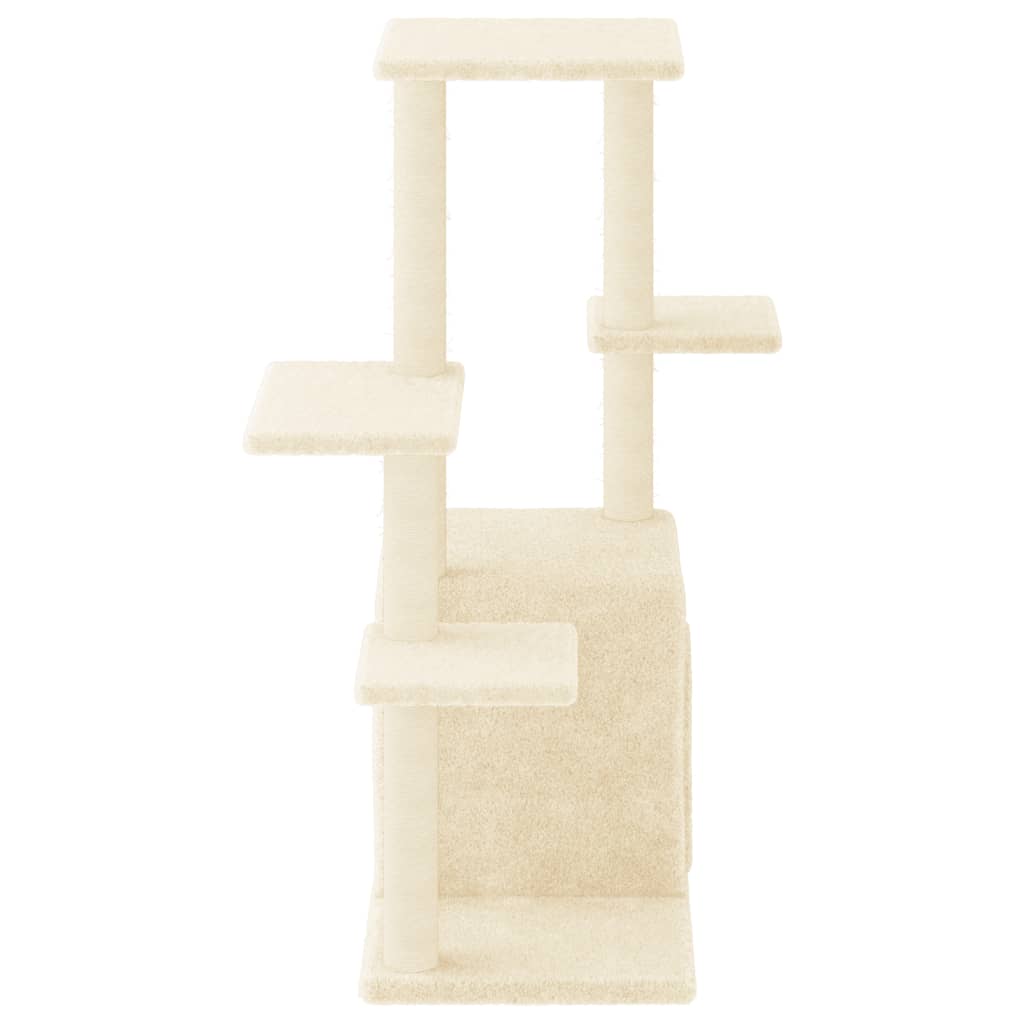 Krémszínű macskabútor szizál kaparófákkal 97,5 cm - Image 5