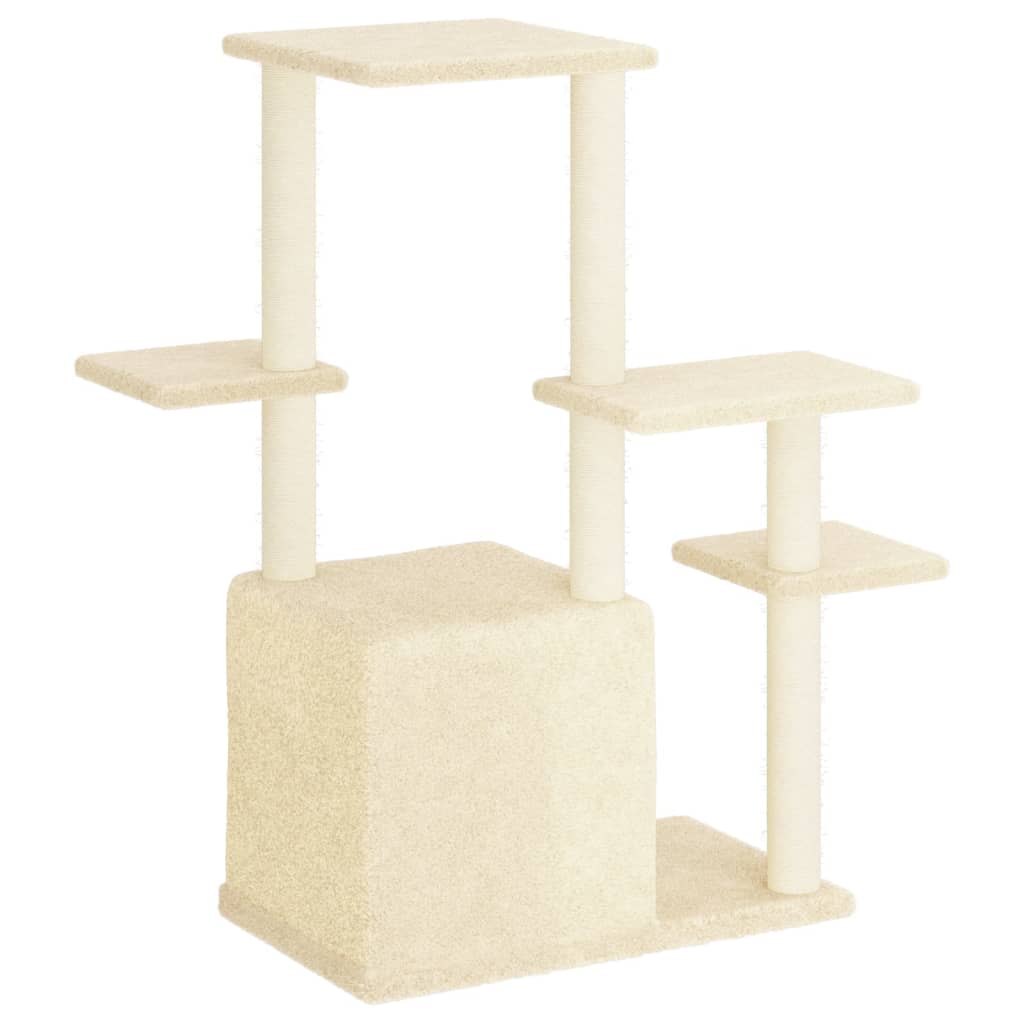 Krémszínű macskabútor szizál kaparófákkal 97,5 cm - Image 4