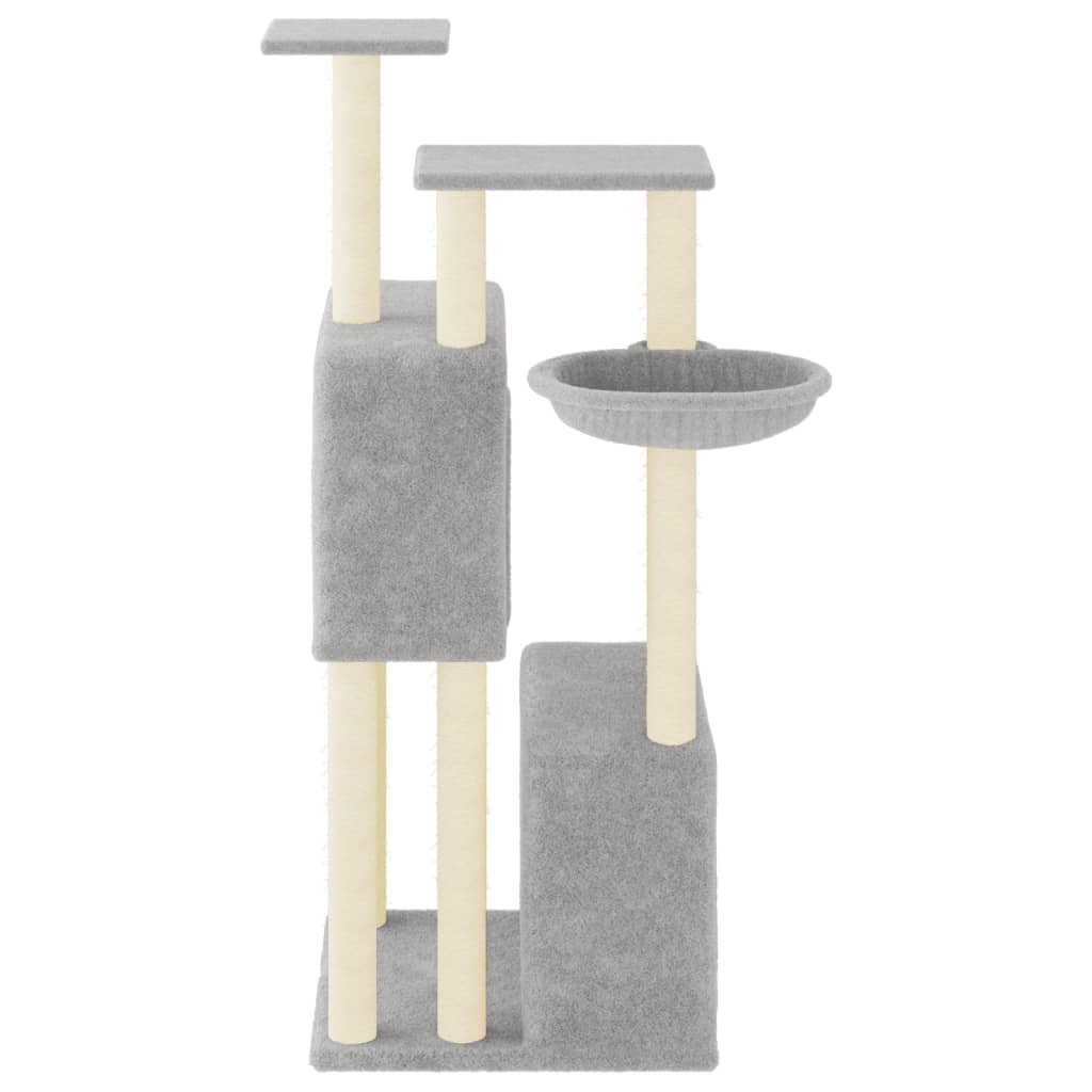 Világosszürke macskabútor szizál kaparófákkal 122 cm - Image 5
