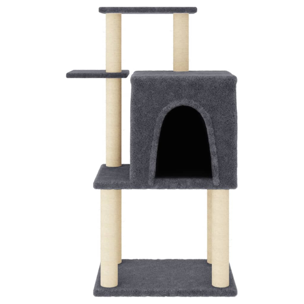 Sötétszürke macskabútor szizál kaparófákkal 97 cm - Image 3