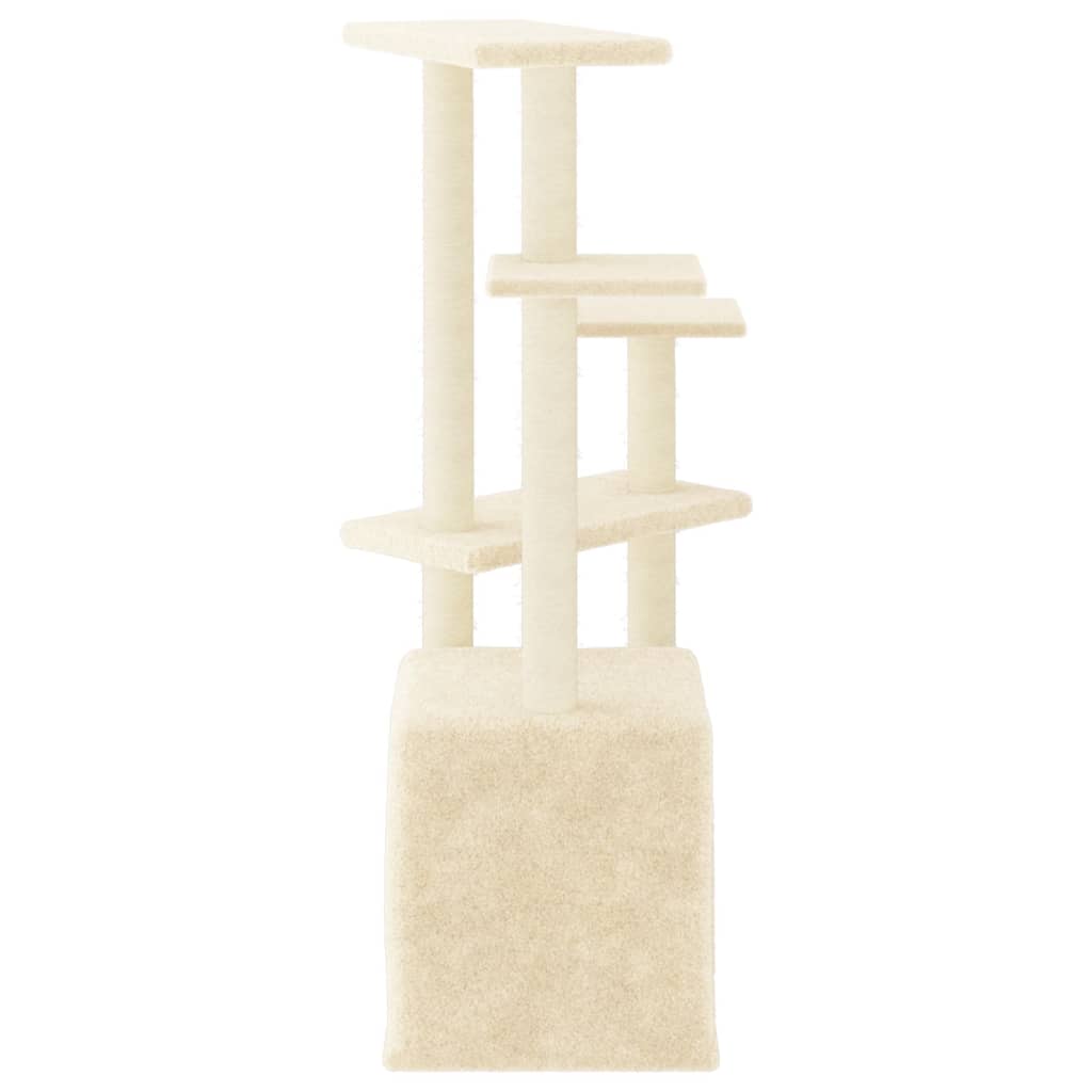 Krémszínű macskabútor szizál kaparófákkal 107,5 cm - Image 5