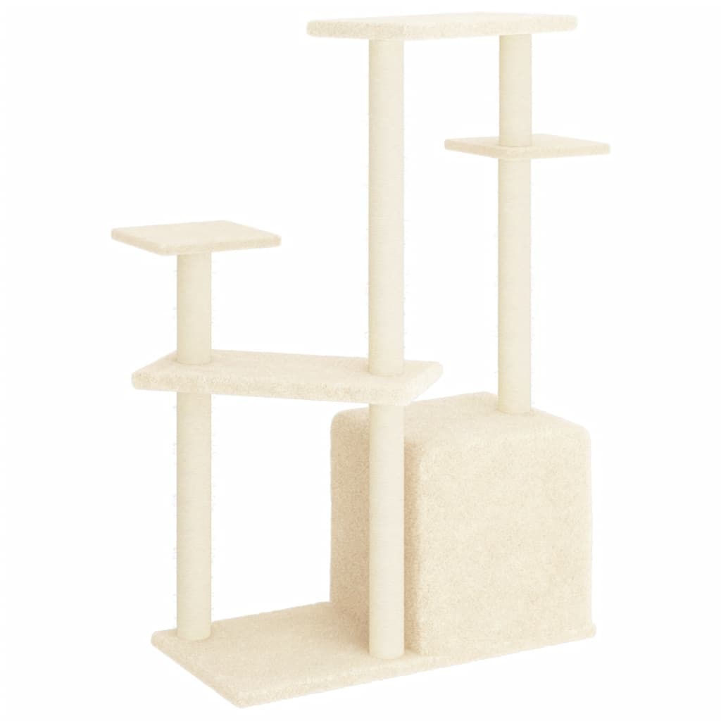 Krémszínű macskabútor szizál kaparófákkal 107,5 cm - Image 4