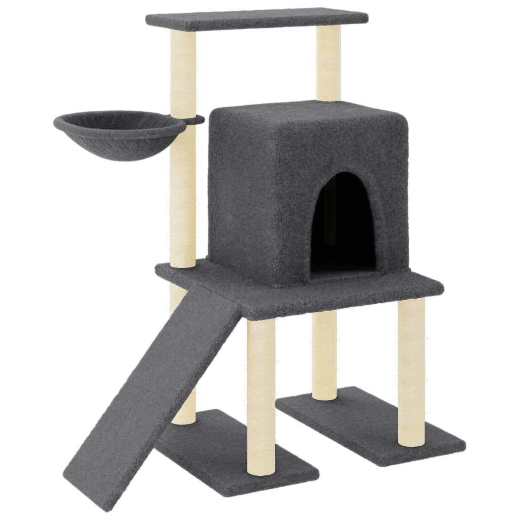 Sötétszürke macskabútor szizál kaparófával 96,5 cm - Image 2