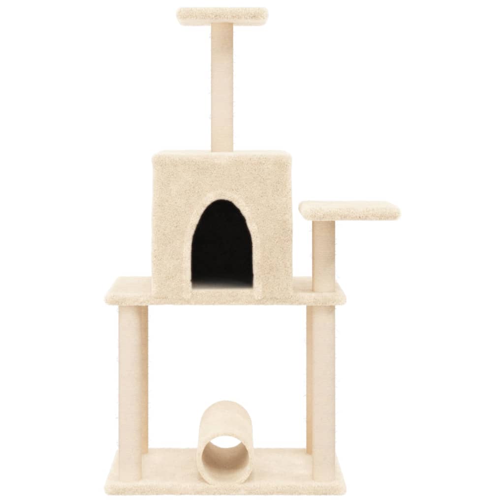 Krémszínű macskakaparófa szizál kaparófákkal 122 cm - Image 4