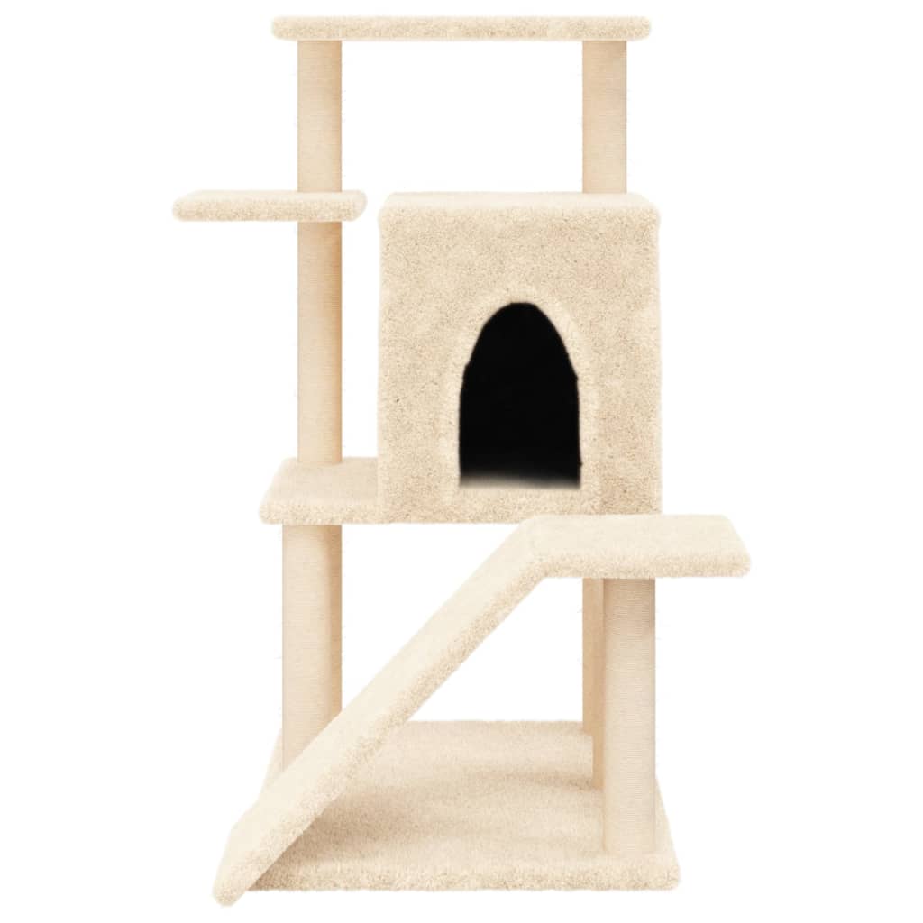 Krémszínű macskabútor szizál kaparófákkal 97 cm - Image 4