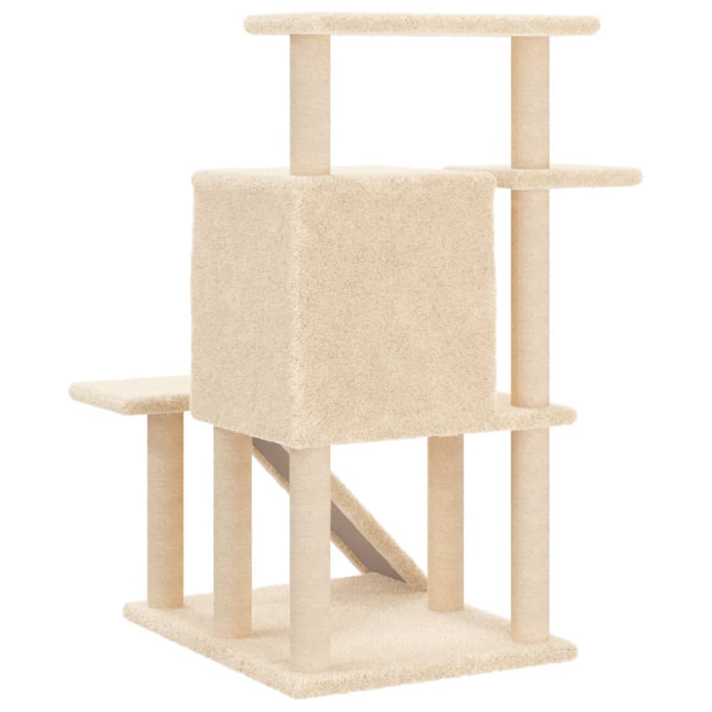Krémszínű macskabútor szizál kaparófákkal 97 cm - Image 5