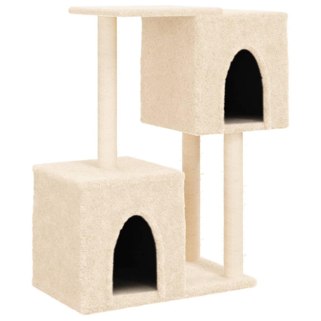 Krémszínű macskabútor szizál kaparófákkal 86 cm - Image 2