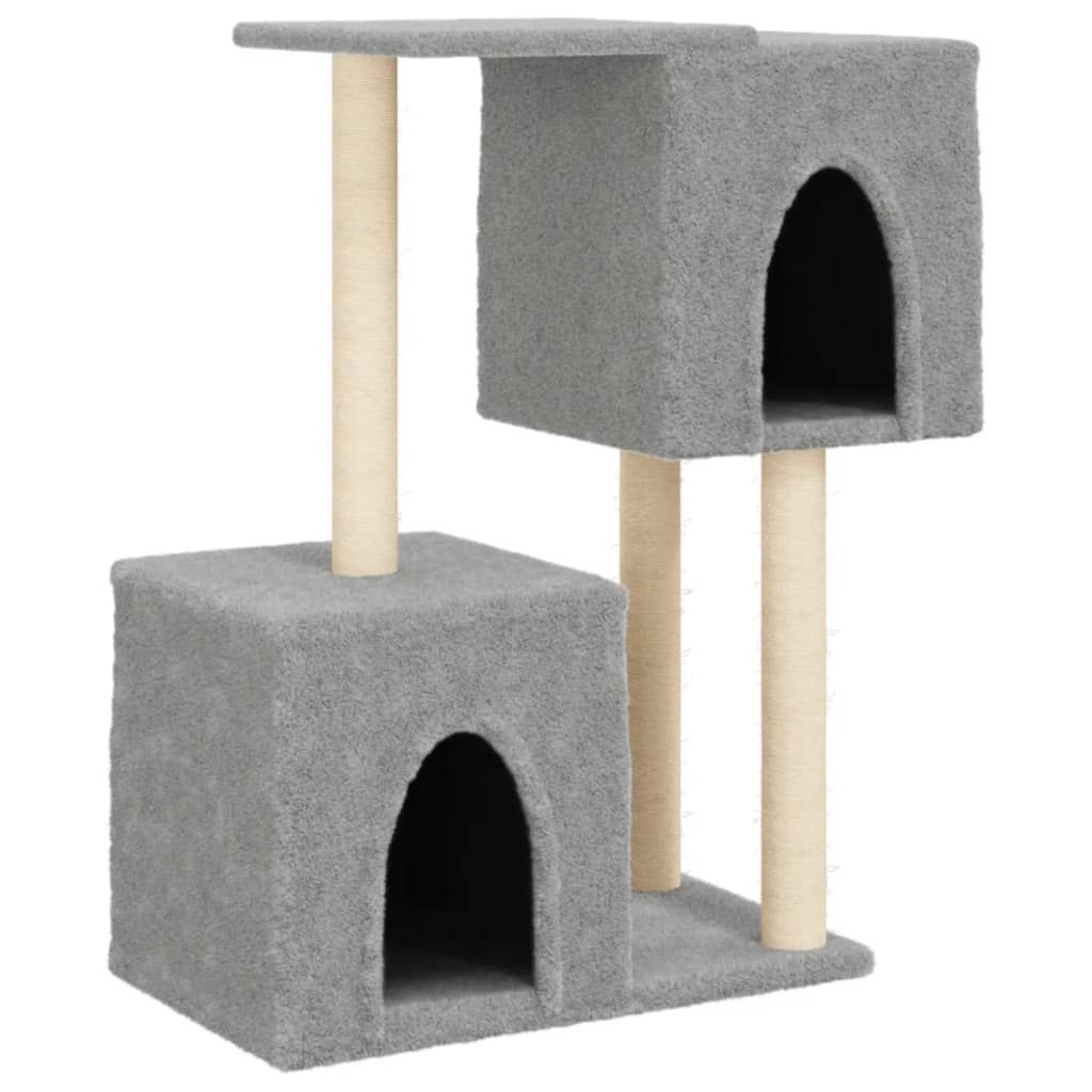 Világosszürke macskabútor szizál kaparófákkal 86 cm - Image 2