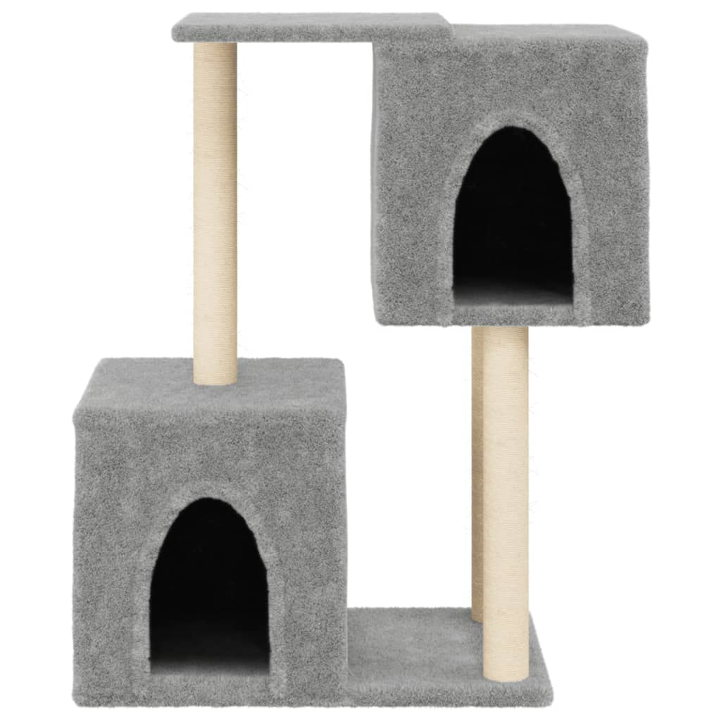 Világosszürke macskabútor szizál kaparófákkal 86 cm - Image 4