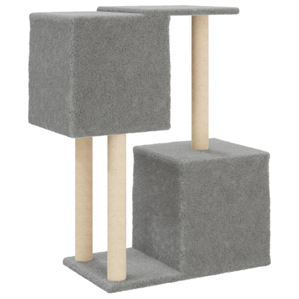 Világosszürke macskabútor szizál kaparófákkal 86 cm - Image 5