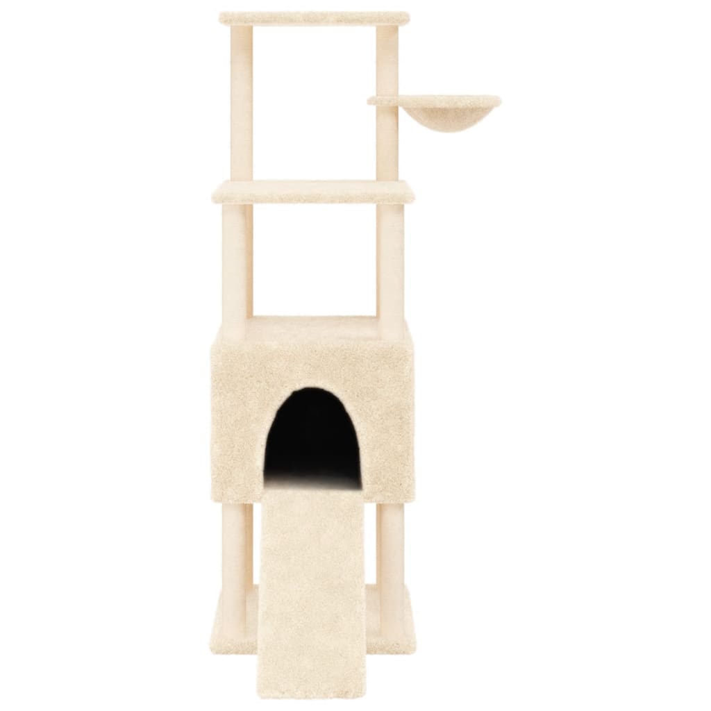 Krémszínű macskabútor szizál kaparófákkal 153 cm - Image 4