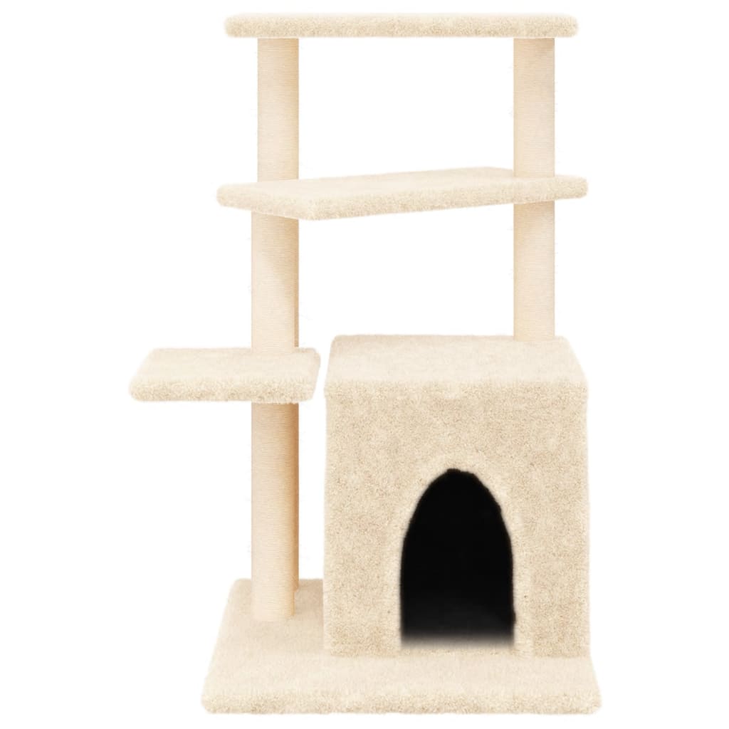 Krémszínű macskabútor szizál kaparófákkal 83,5 cm - Image 4