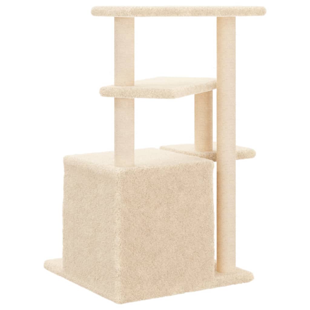 Krémszínű macskabútor szizál kaparófákkal 83,5 cm - Image 5