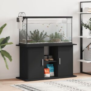 Fekete szerelt fa akváriumi állvány 101x41x58 cm