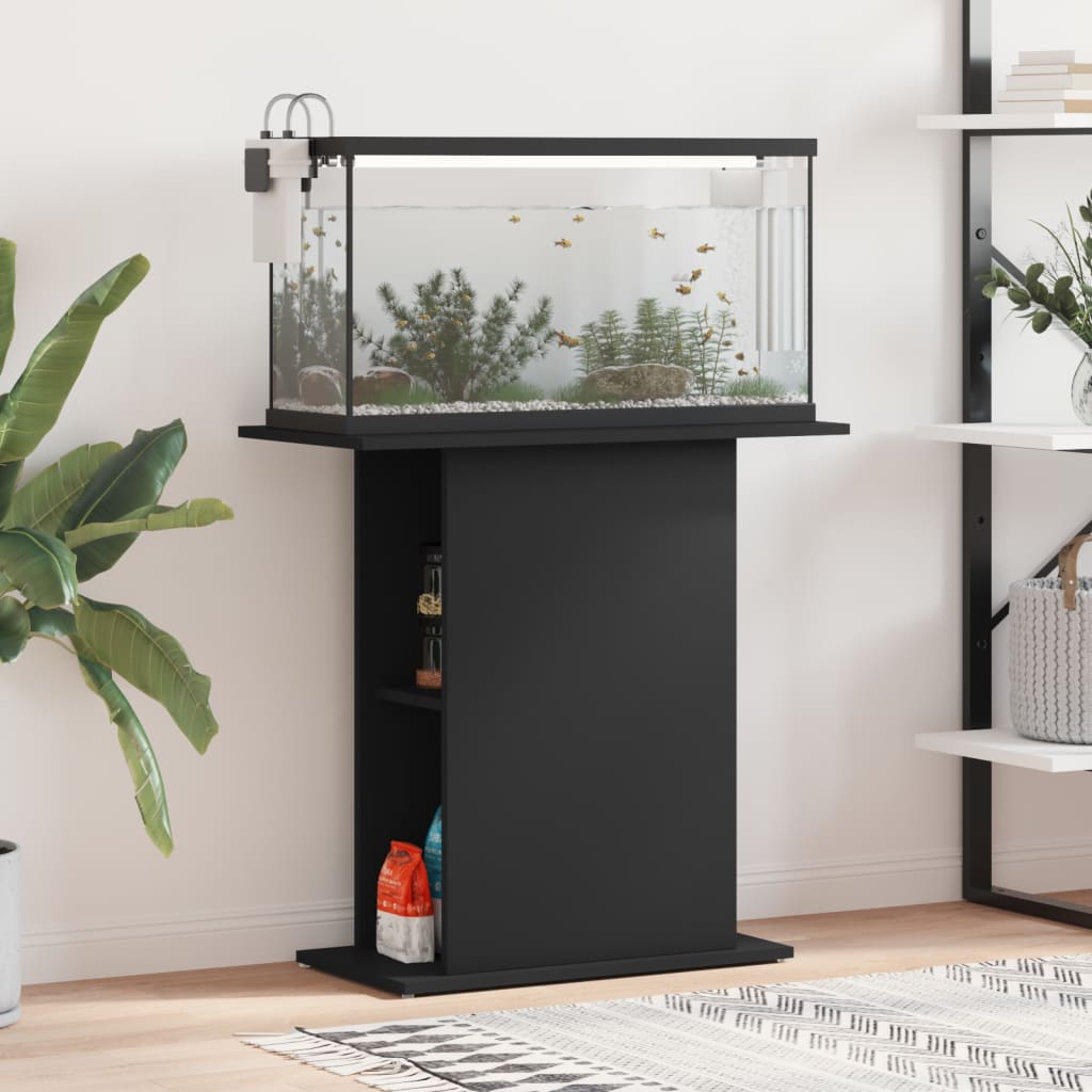Fekete szerelt fa akváriumi állvány 75x36x72,5 cm