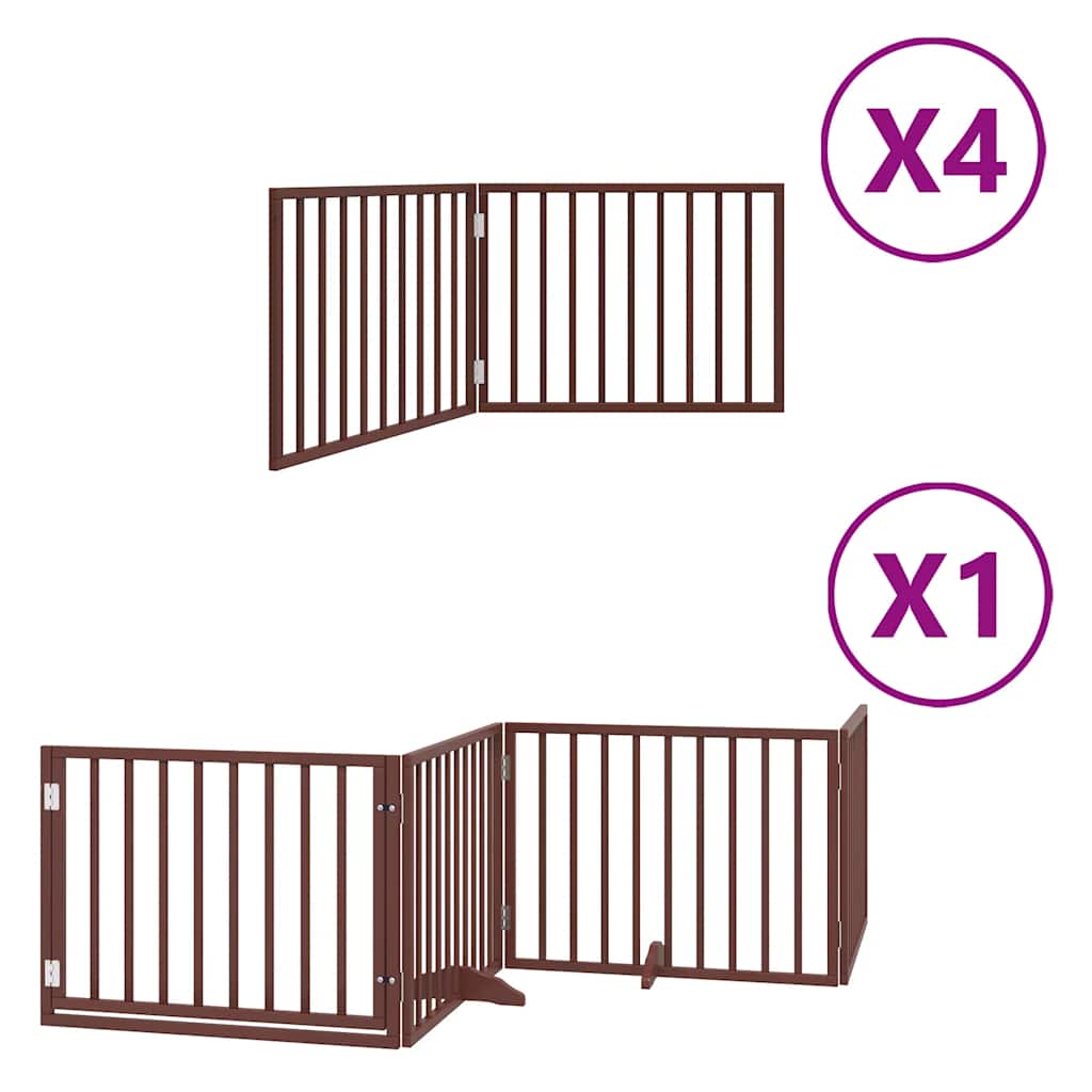 Barna nyárfa 12 paneles összecsukható kutyakapu ajtóval 960 cm - Image 2