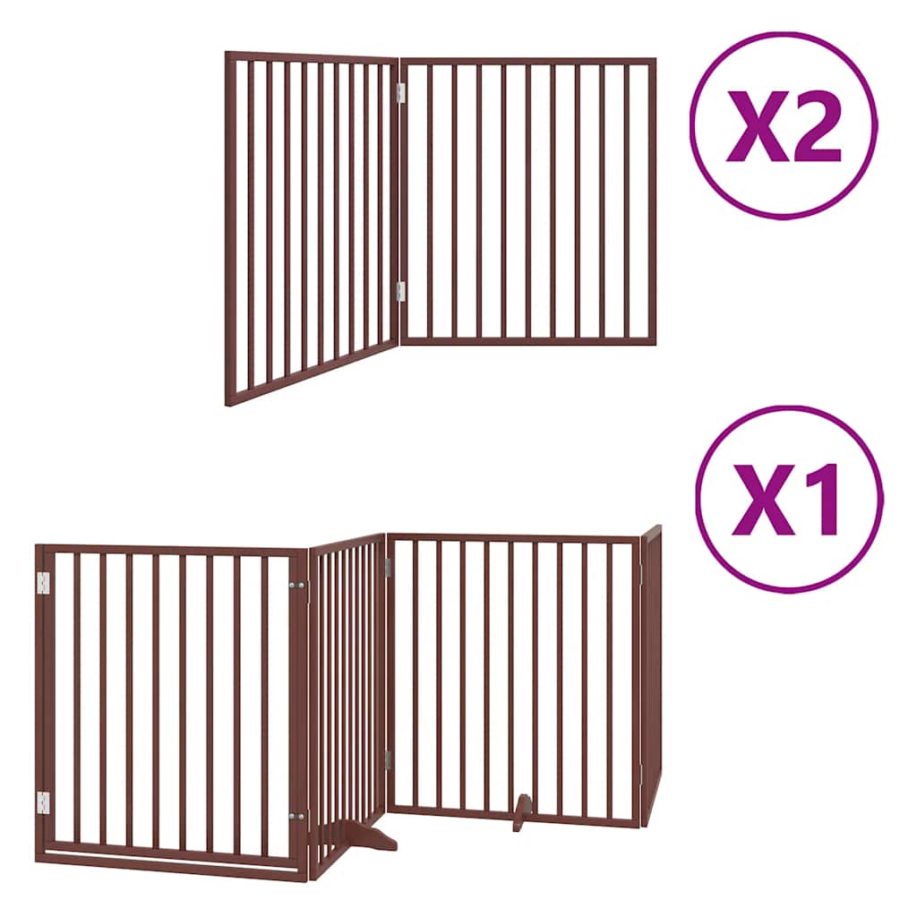 Barna nyárfa 8 paneles összecsukható kutyakapu ajtóval 640 cm - Image 2