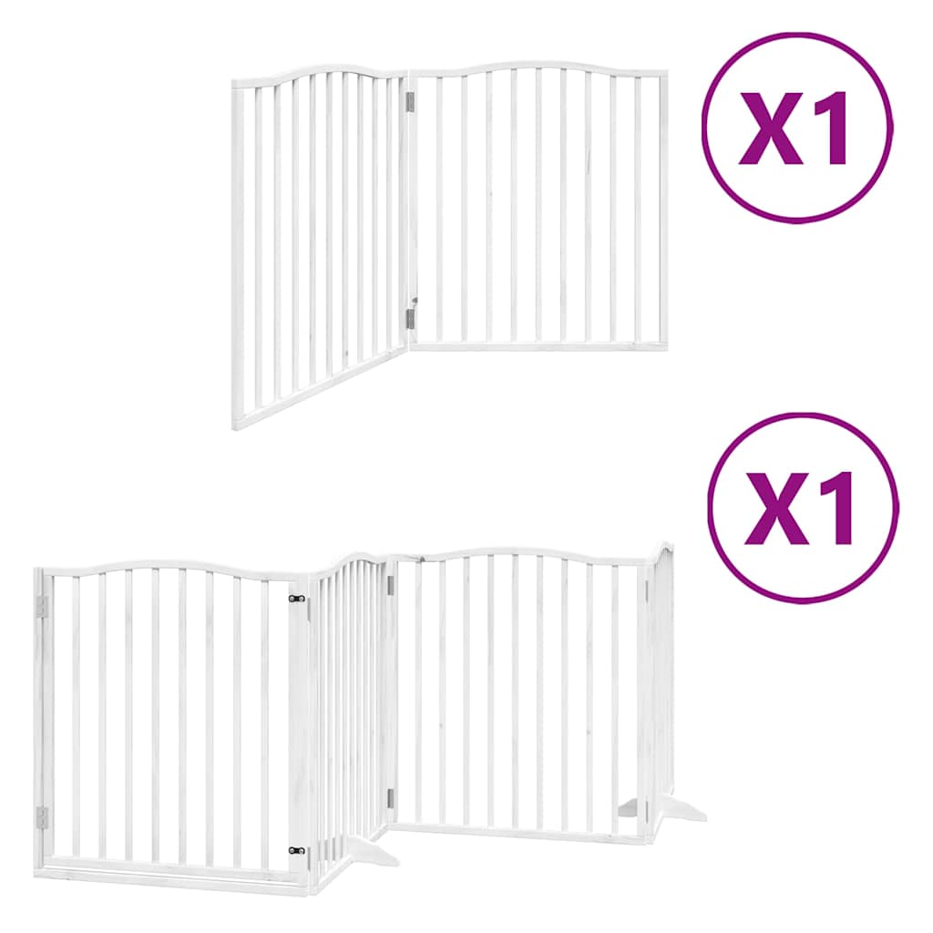 Fehér nyárfa 6 paneles összecsukható kutyakapu ajtóval 480 cm - Image 2