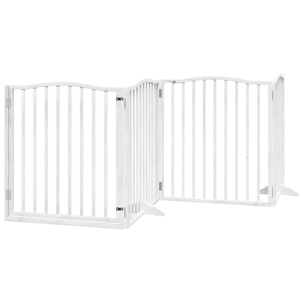 Fehér nyárfa 6 paneles összecsukható kutyakapu ajtóval 480 cm - Image 4