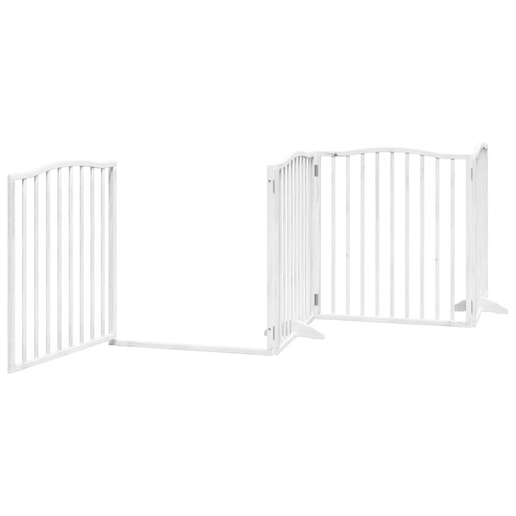 Fehér nyárfa 6 paneles összecsukható kutyakapu ajtóval 480 cm - Image 5