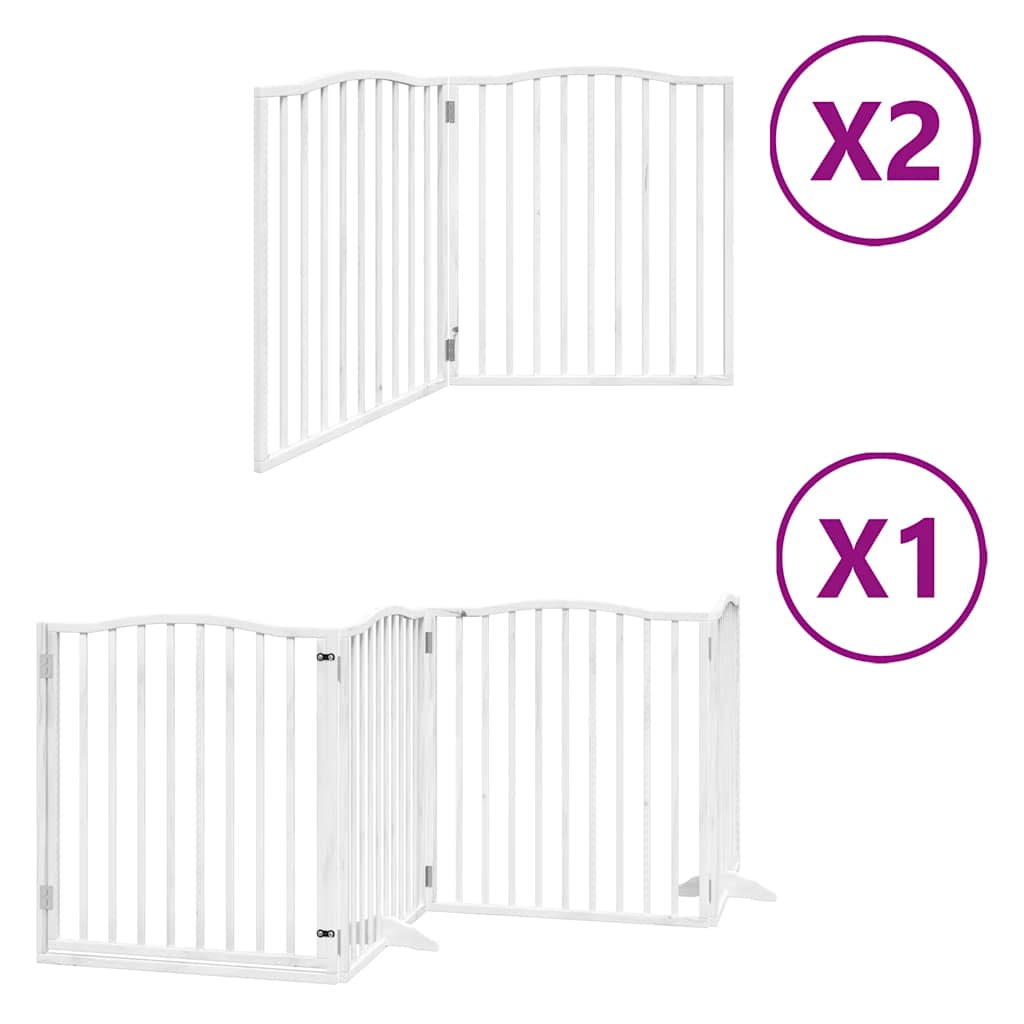 Fehér nyárfa 8 paneles összecsukható kutyakapu ajtóval 640 cm - Image 2