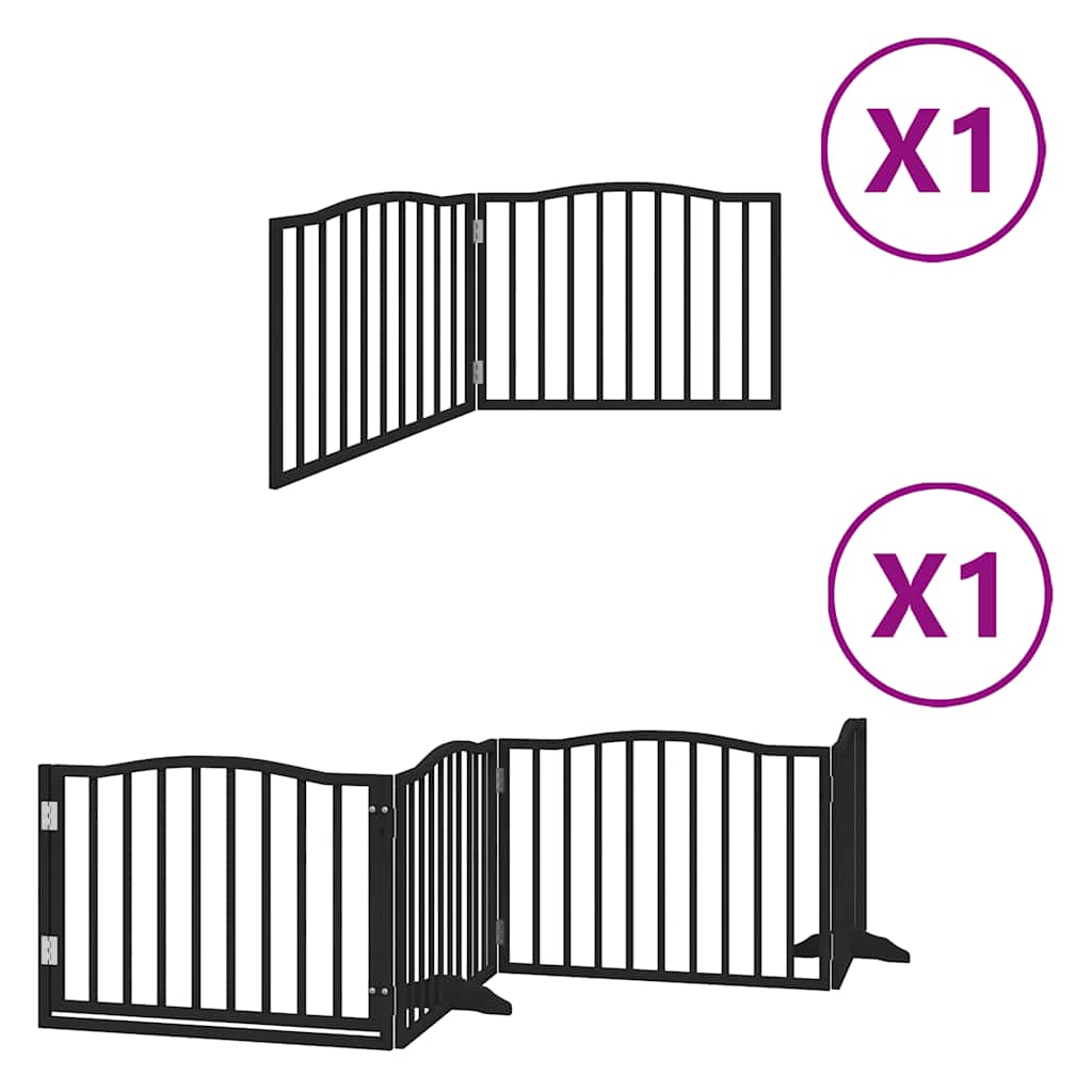Fekete nyárfa 6 paneles összecsukható kutyakapu ajtóval 480 cm - Image 2