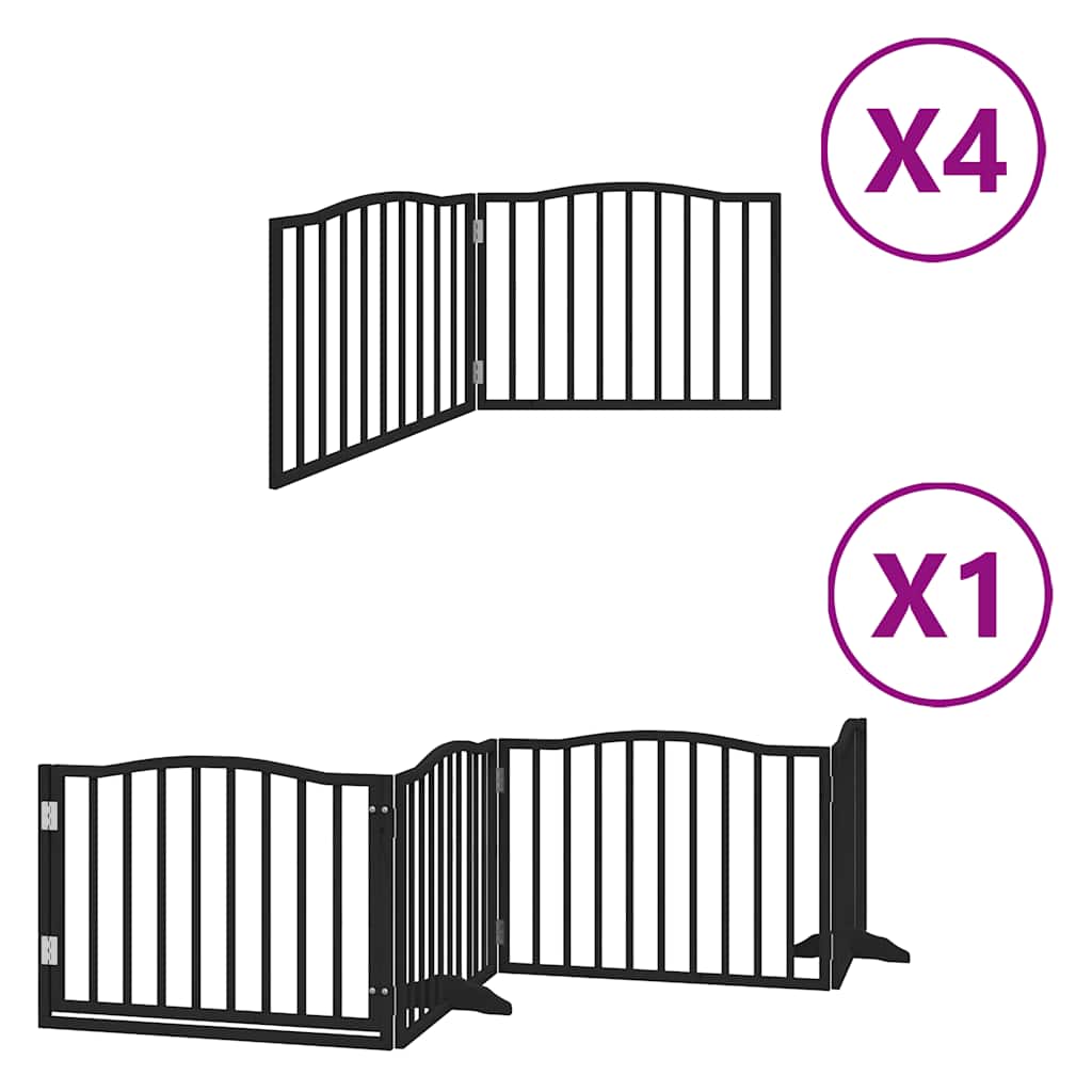 Fekete nyárfa 12 paneles összecsukható kutyakapu ajtóval 960 cm - Image 2