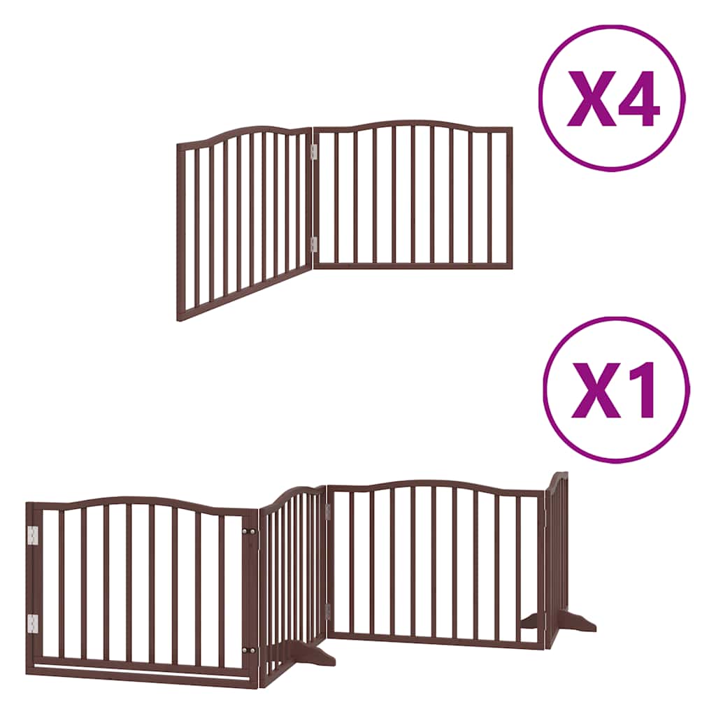 Barna nyárfa 12 paneles összecsukható kutyakapu ajtóval 960 cm - Image 2