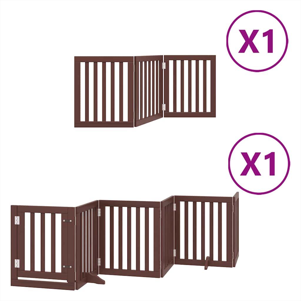 Barna nyárfa 9 paneles összecsukható kutyakapu ajtóval 450 cm - Image 2