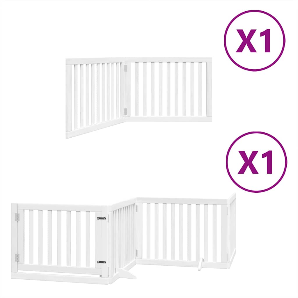Fehér nyárfa 6 paneles összecsukható kutyakapu ajtóval 480 cm - Image 2