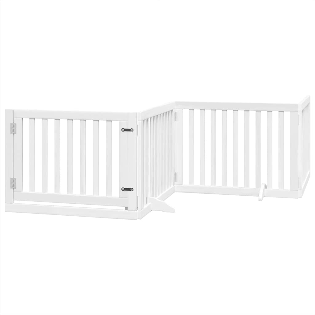Fehér nyárfa 6 paneles összecsukható kutyakapu ajtóval 480 cm - Image 3