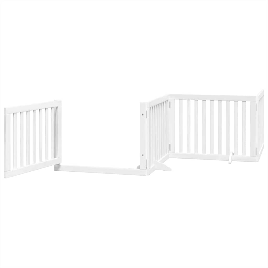 Fehér nyárfa 6 paneles összecsukható kutyakapu ajtóval 480 cm - Image 4