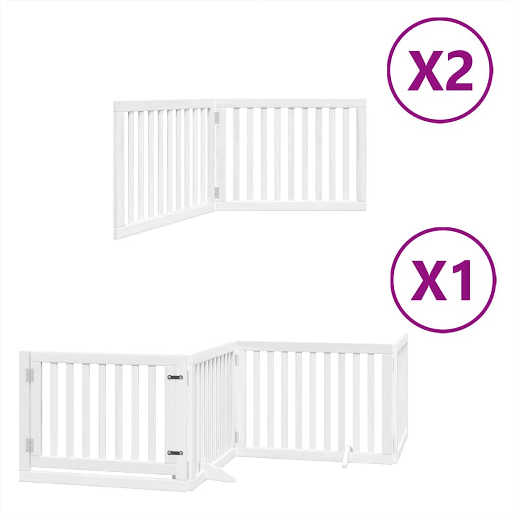 Fehér nyárfa 8 paneles összecsukható kutyakapu ajtóval 640 cm - Image 2
