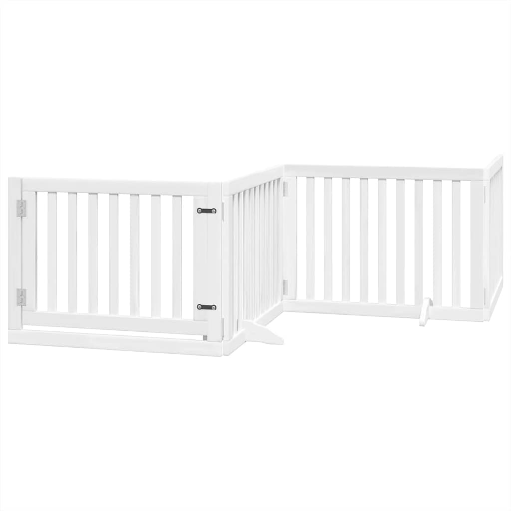 Fehér nyárfa 8 paneles összecsukható kutyakapu ajtóval 640 cm - Image 3