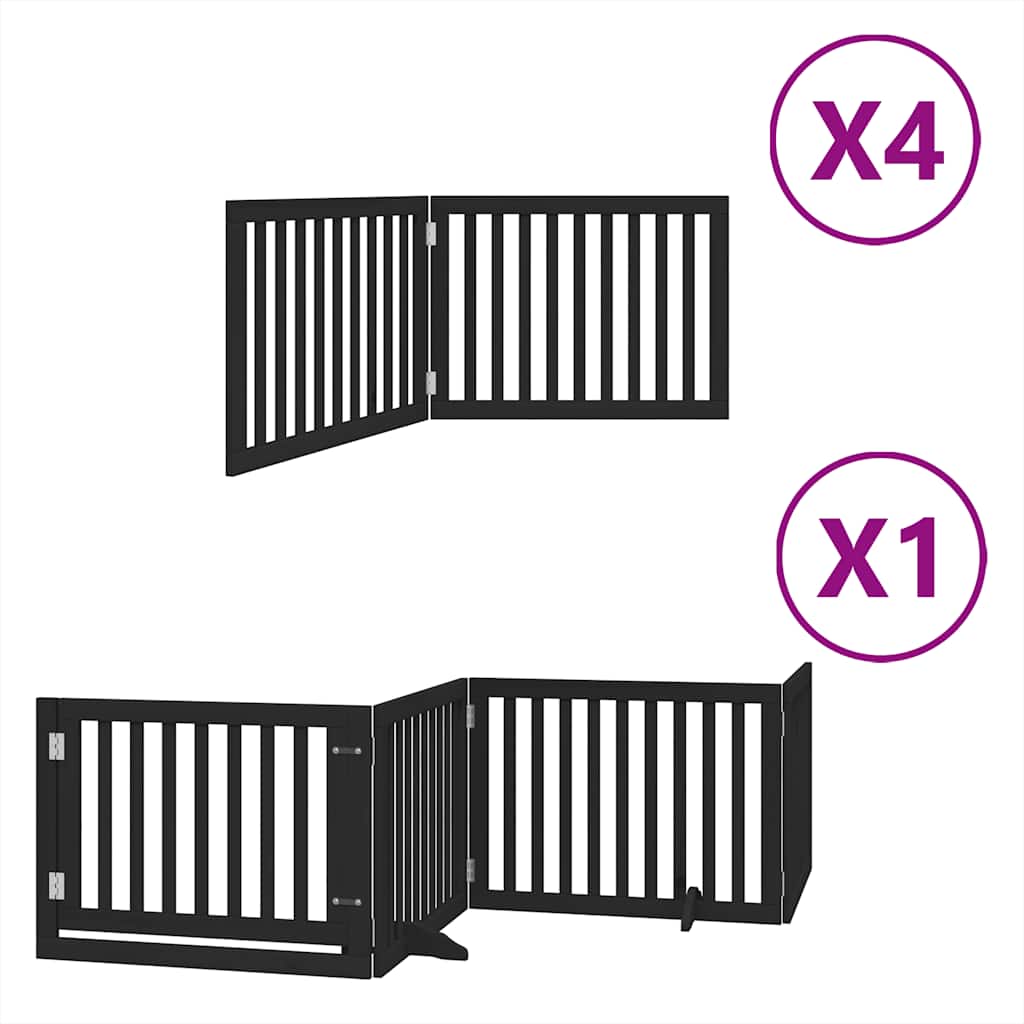 Fekete nyárfa 12 paneles összecsukható kutyakapu ajtóval 960 cm - Image 2