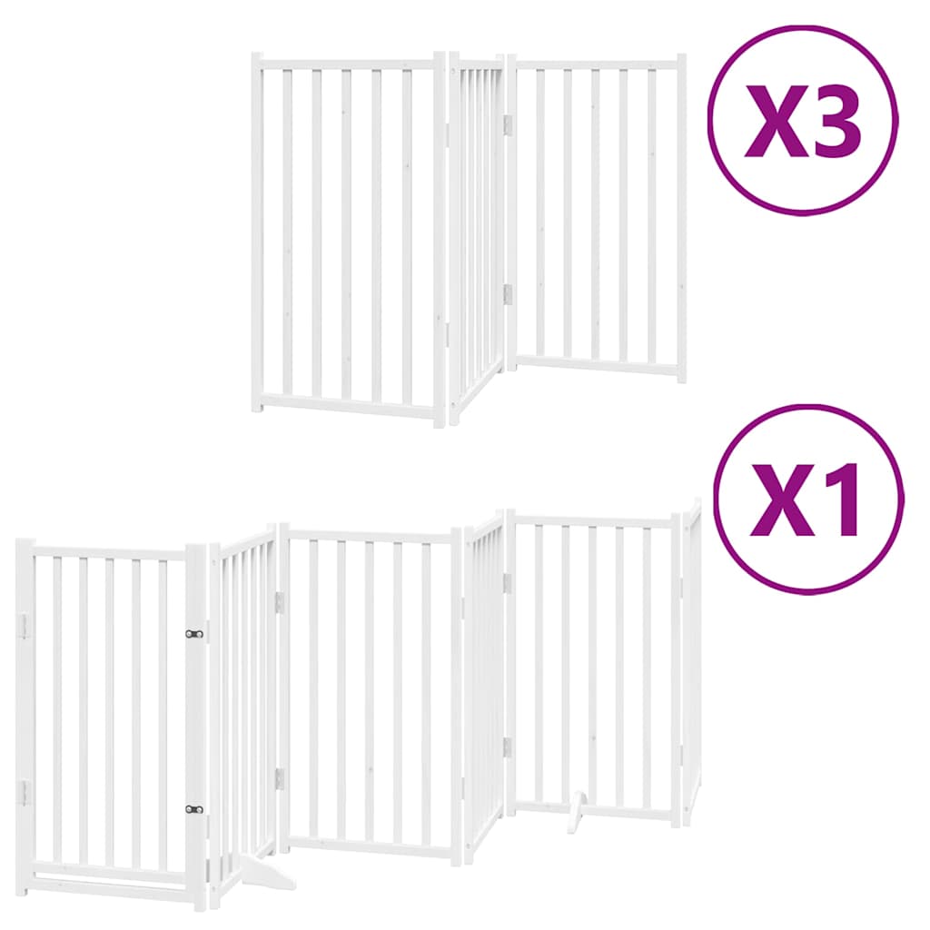 Fehér nyárfa 15 paneles összecsukható kutyakapu ajtóval 750 cm - Image 2
