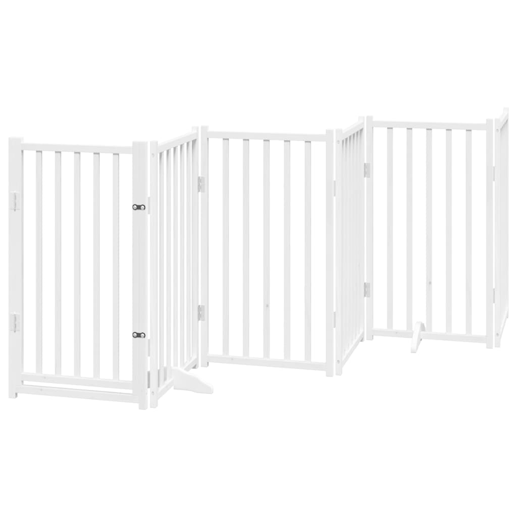 Fehér nyárfa 15 paneles összecsukható kutyakapu ajtóval 750 cm - Image 4