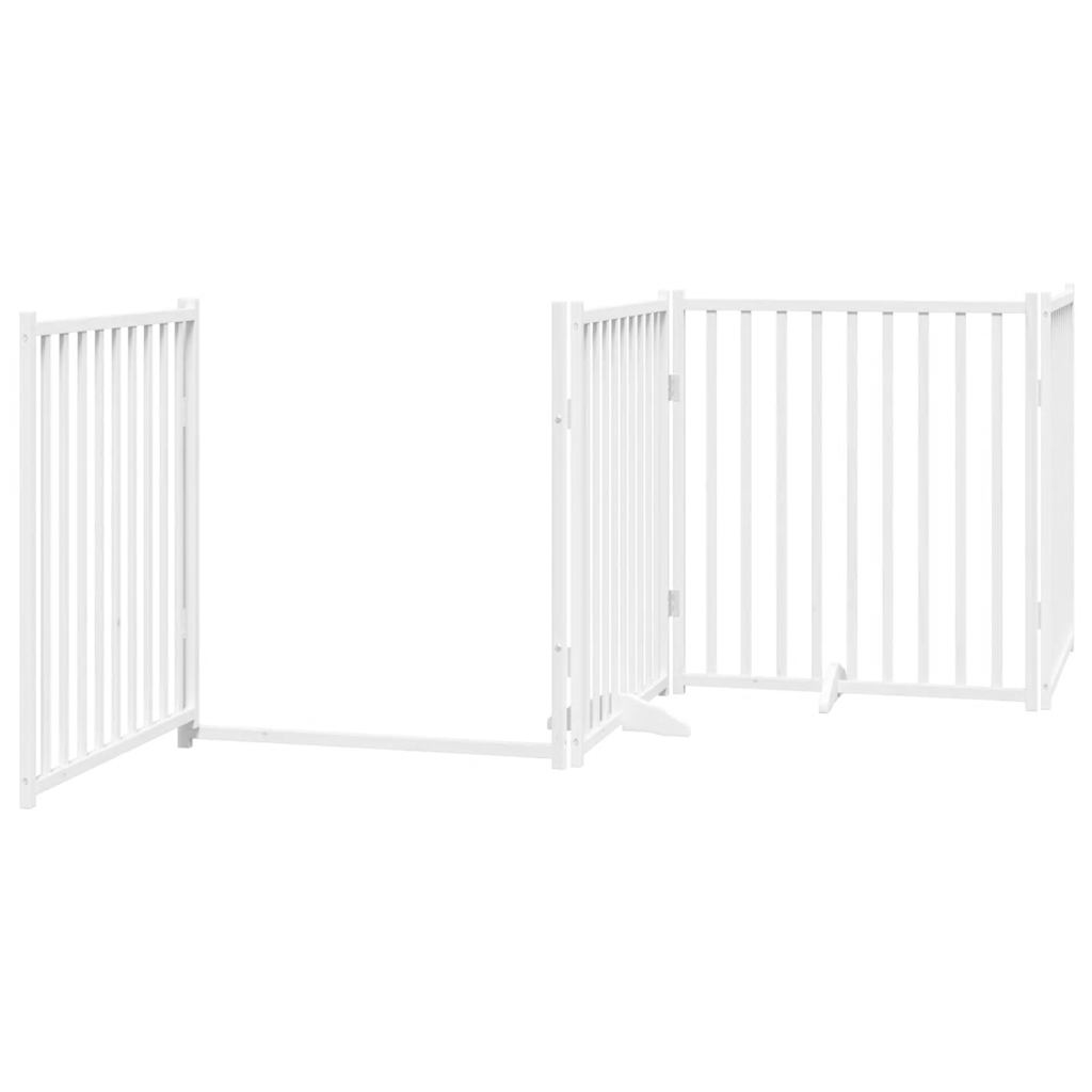 Fehér nyárfa 8 paneles összecsukható kutyakapu ajtóval 640 cm - Image 4