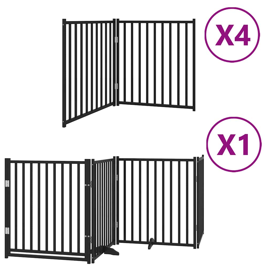 Fekete nyárfa 12 paneles összecsukható kutyakapu ajtóval 960 cm - Image 2