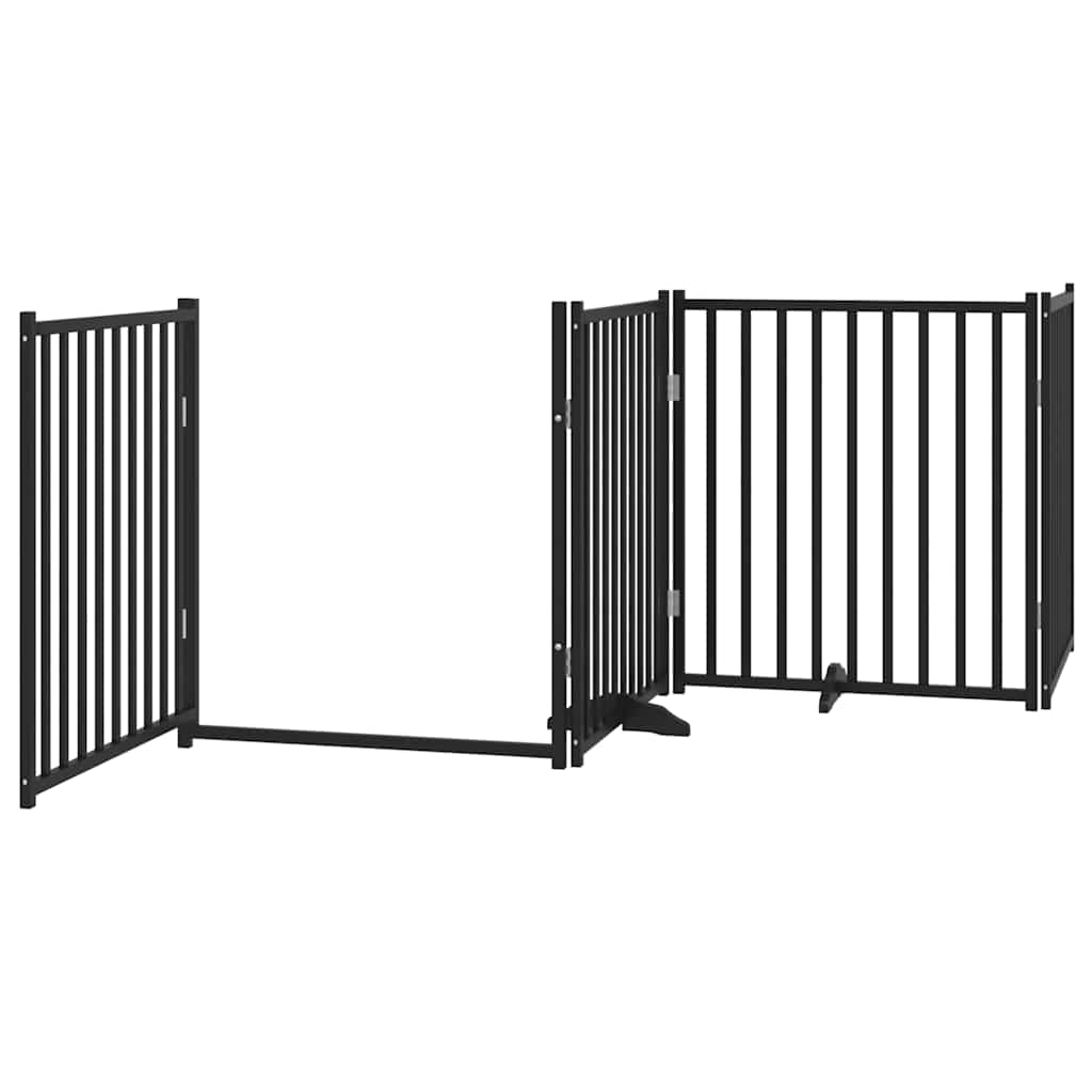 Fekete nyárfa 12 paneles összecsukható kutyakapu ajtóval 960 cm - Image 5